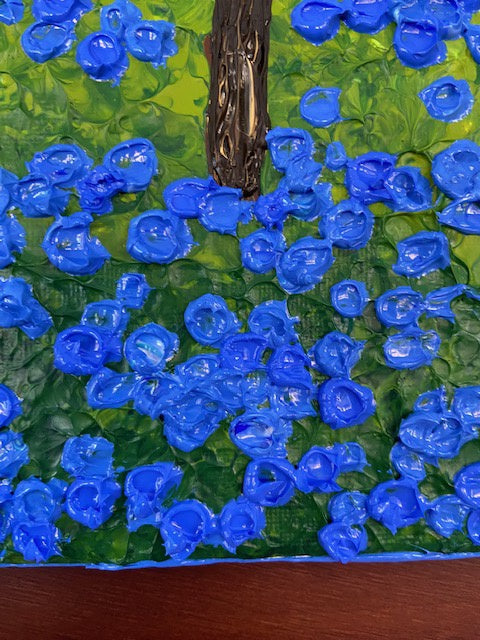 Pointillism landscape bluebell field