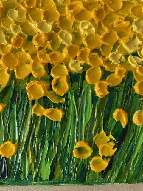 Pointillist yellow flower field