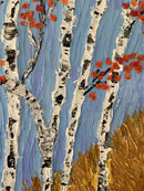 Abstract birch tree impasto diptych-13