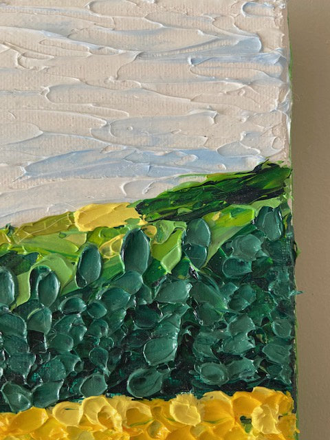 Pointillist yellow flower field