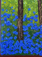 Pointillism landscape bluebell field