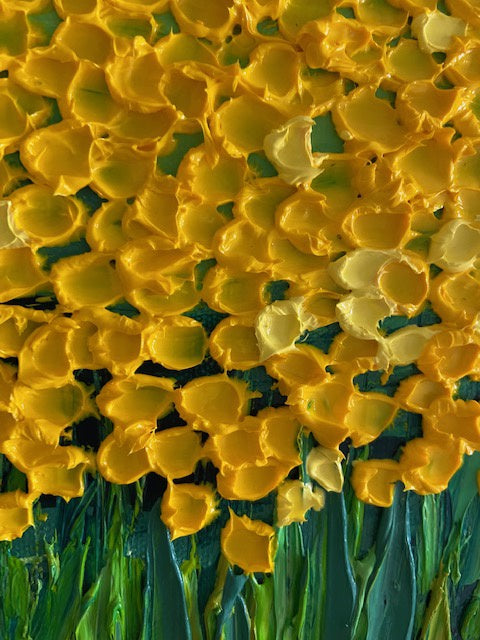 Whimsical yellow flower field