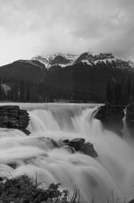 Athabasca Waterfalls, Jasper National Park, Alberta in Black and white.