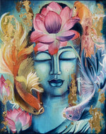 “ Find your inner voice and find Peace and Joy “ Buddha Hand embellished canvas reproduction