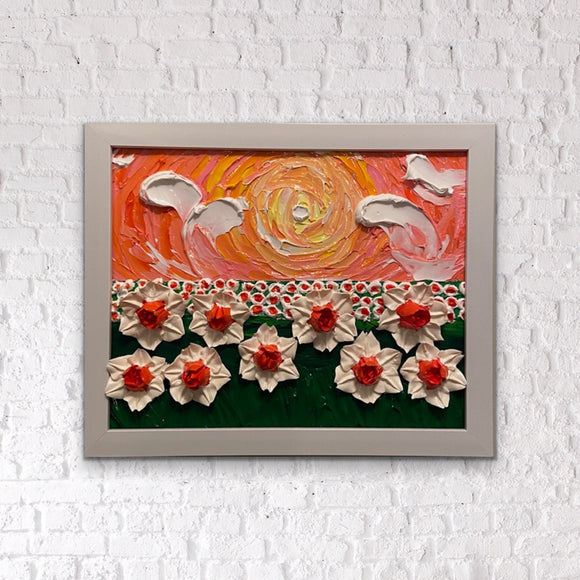3D daffodils field