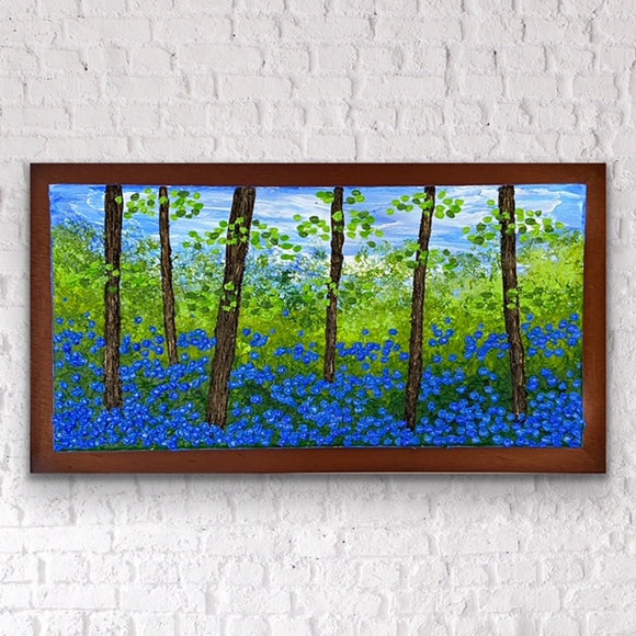 Pointillism landscape bluebell field