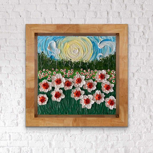 3D whimsical daffodils field