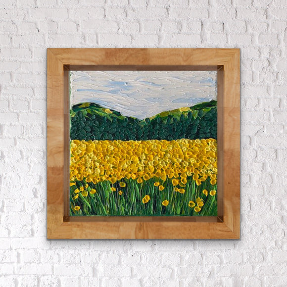 Pointillist yellow flower field