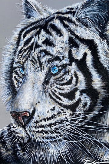 White Tiger Side Profile Portrait