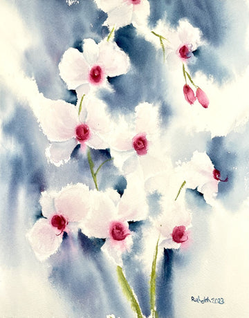 Orchid flower in watercolour