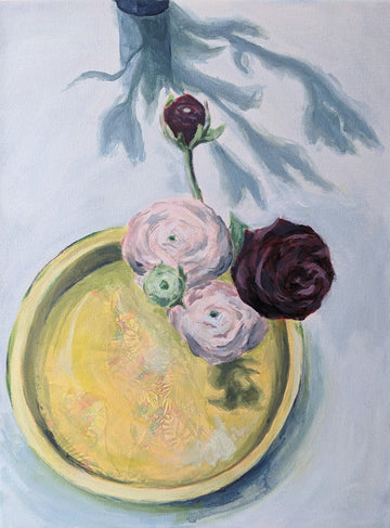 Ranunculus on a Yellow Tray