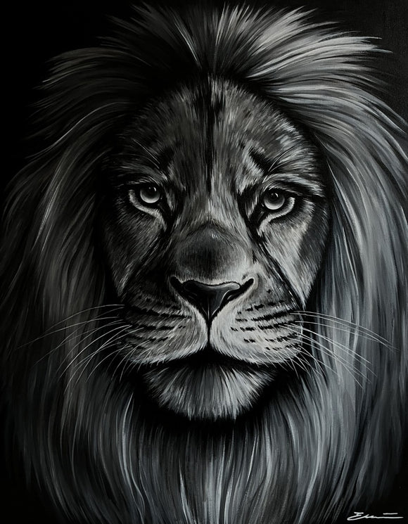 Black and White Lion Portrait