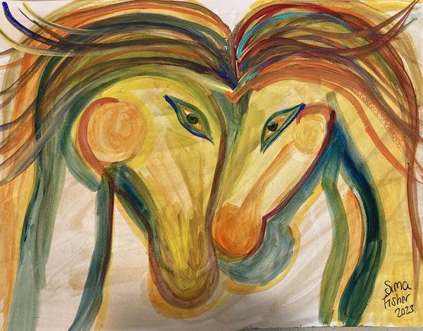 Horses In Love (Water Colour Series)