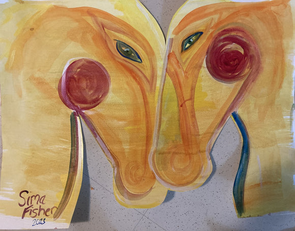 Horses In Love (Water Colour Series)