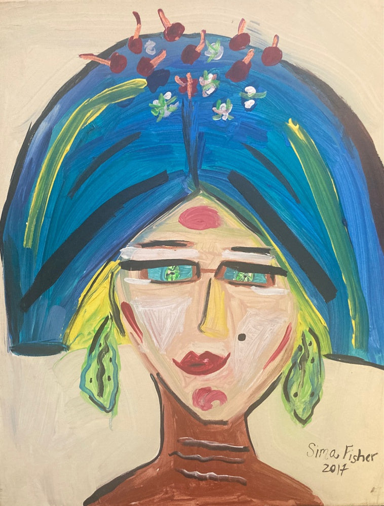 Sima Risher Blue Hair Lady | helloart