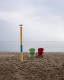 Seagull and two beach chairs-1