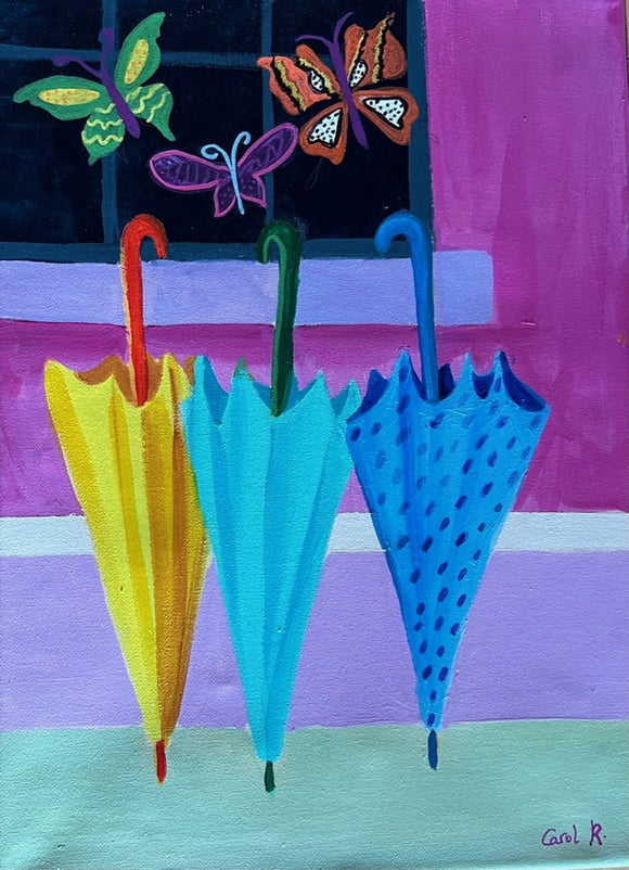 Umbrellas on a Window Sill