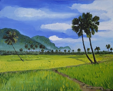 South Indian rice cultivation and sugar palms