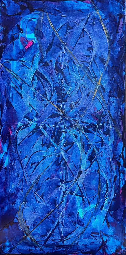 He Sits in a Cage of Blue Razor Ribbon