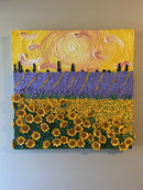 Impressionistic sunflower and lavender field-2