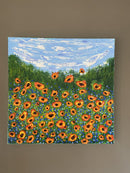 Whimsical flower field impasto painting-2