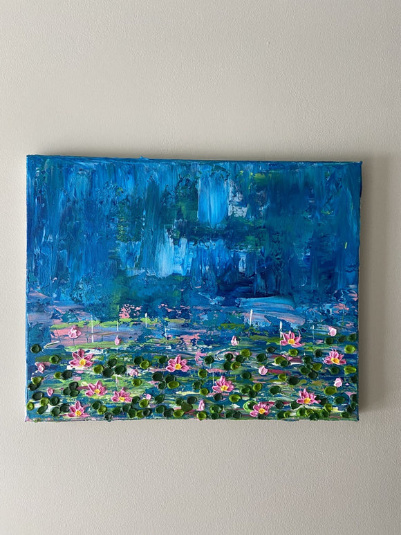 Abstract lily pond impasto