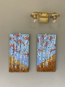 Abstract birch tree impasto diptych-2