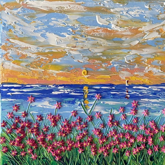 Whimsical floral beachscape