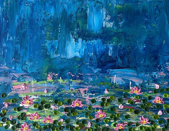 Abstract lily pond impasto