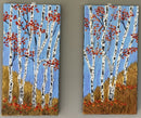 Abstract birch tree impasto diptych-1
