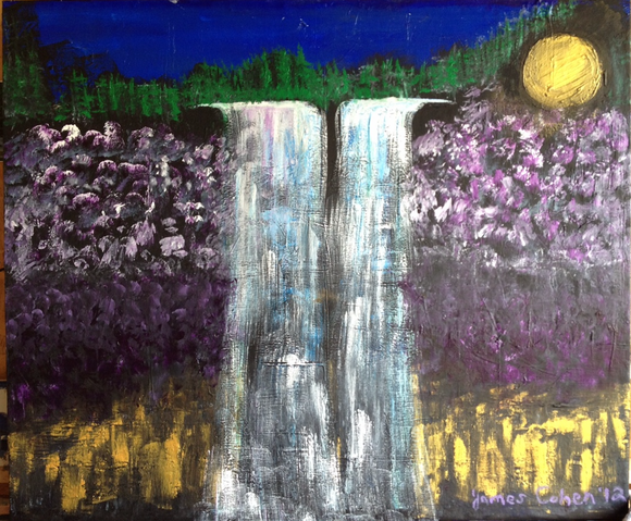Waterfall at sunset