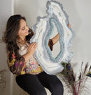 Resin Geode Wall Art in White and Silver-2