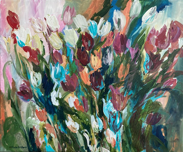 Blue Tulips. Floral Composition