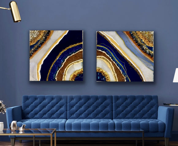 “Lapis Lazuli” resin geode set