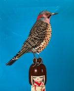 Woodpecker on Kokeshi Doll