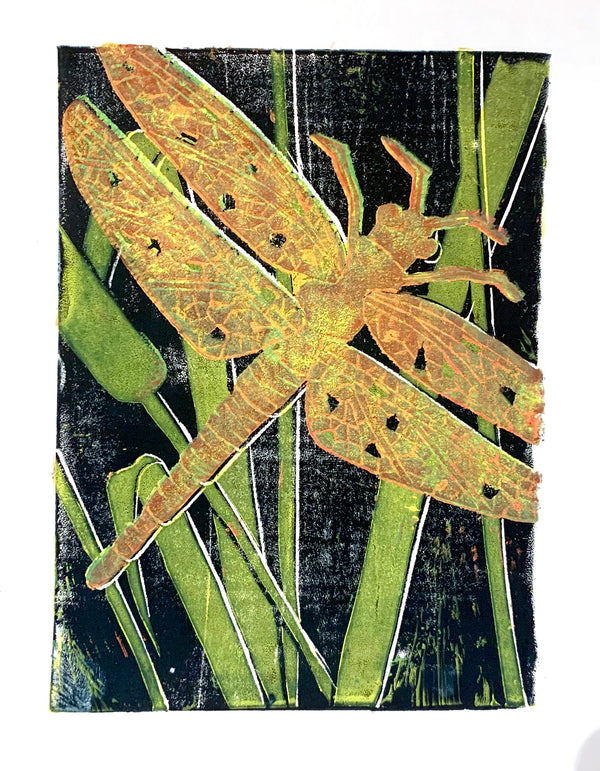 Dragonfly lino print