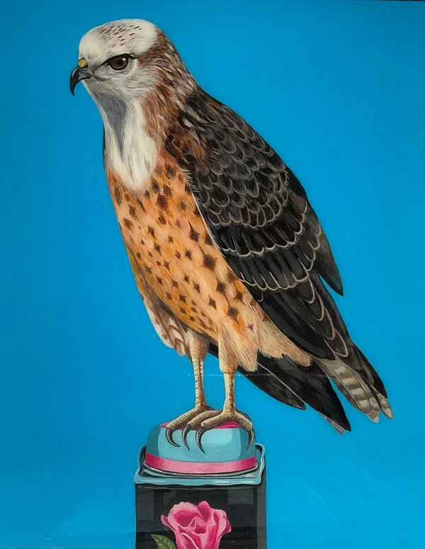 Red Tailed Hawk on Antique Tin