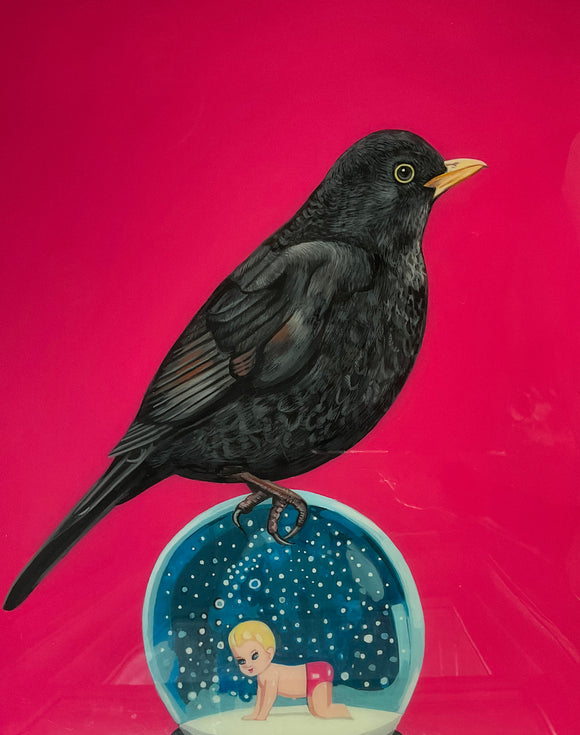 Blackbird on Snowglobe