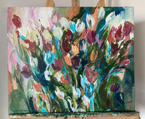 Blue Tulips. Floral Composition