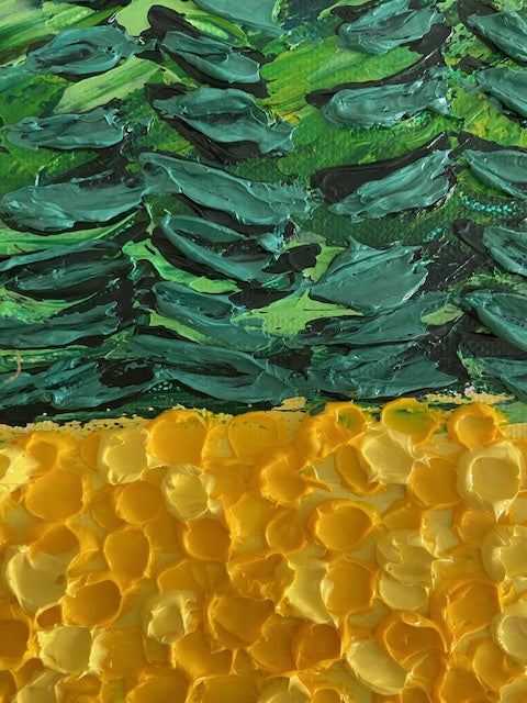 Whimsical yellow flower field