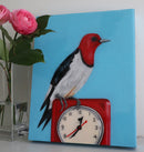 Red Headed Woodpecker on Vintage Clock-2