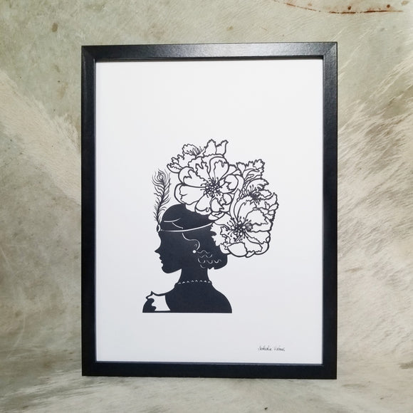 Lady Art Nouveau Peonies