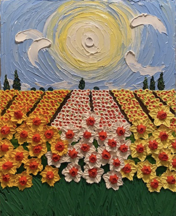3D daffodils field