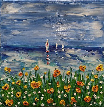 Abstract sailboats seascape