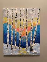 Abstract birch trees