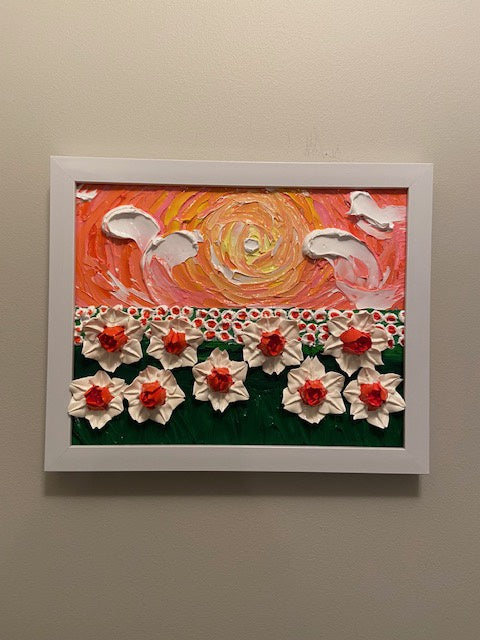 3D daffodils field