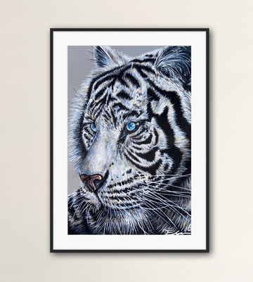 White Tiger Side Profile Portrait