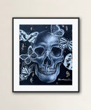 Skull with Butterflies and Silver Leaf-2