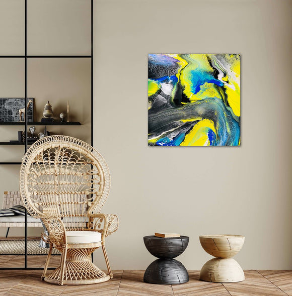 Abstract black yellow blue aesthetics