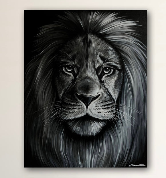 Black and White Lion Portrait